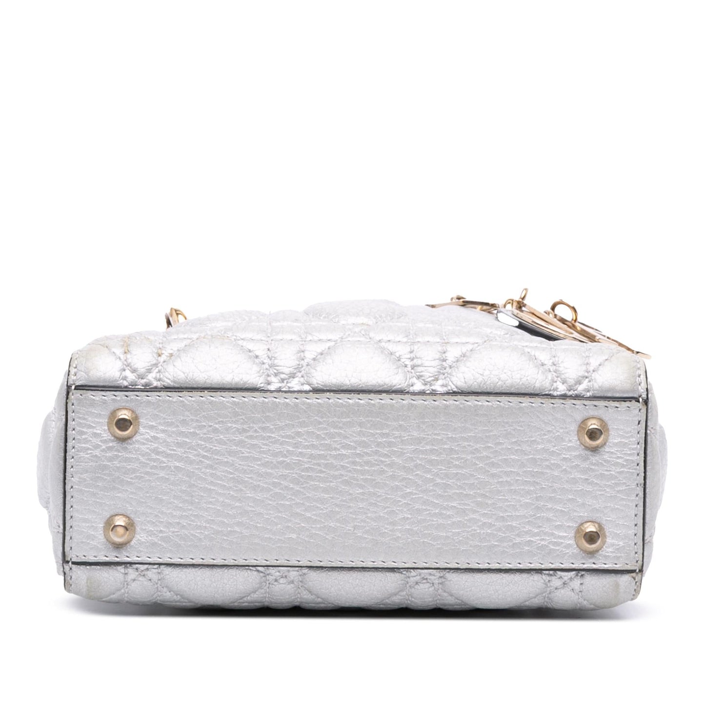 Dior Metallic Grained Calfskin Cannage Lady Satchel Bag Mini