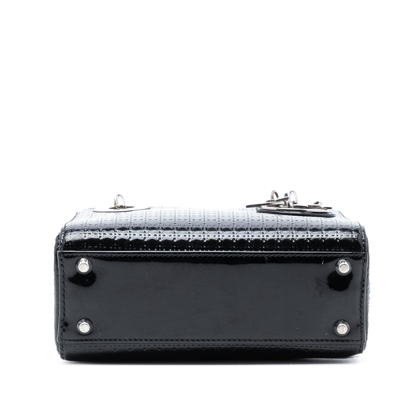 Dior Metallic Microcannage Lady Satchel Bag Patent Mini Lady Dior 5