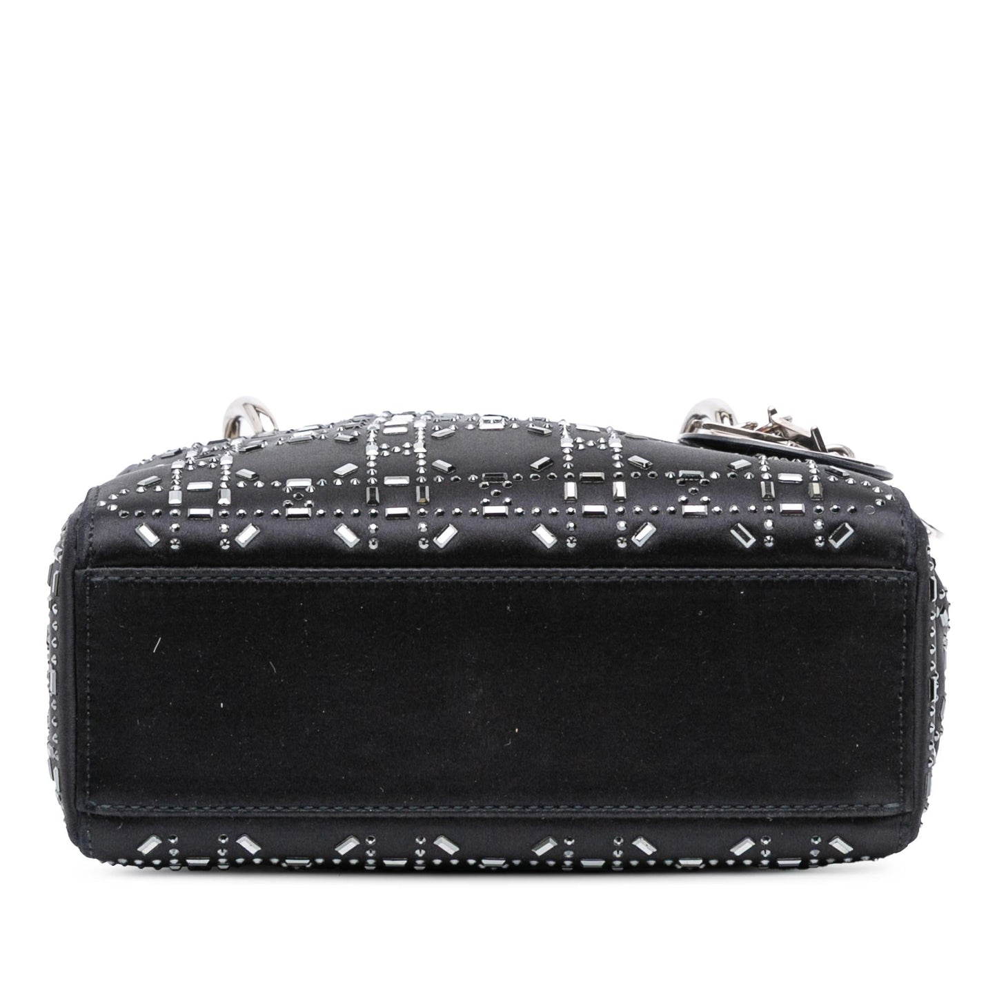 Dior Cannage Strass Crystal Embellished Lady Satchel Bag Satin Mini Lady Dior 4