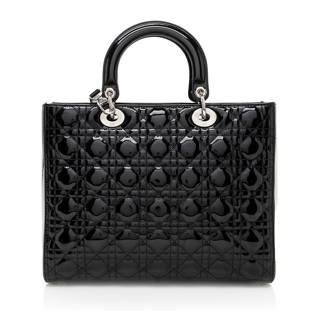 Dior Lady Tote Shf Leather Patent Large Tote Bag Tote Shf 17676