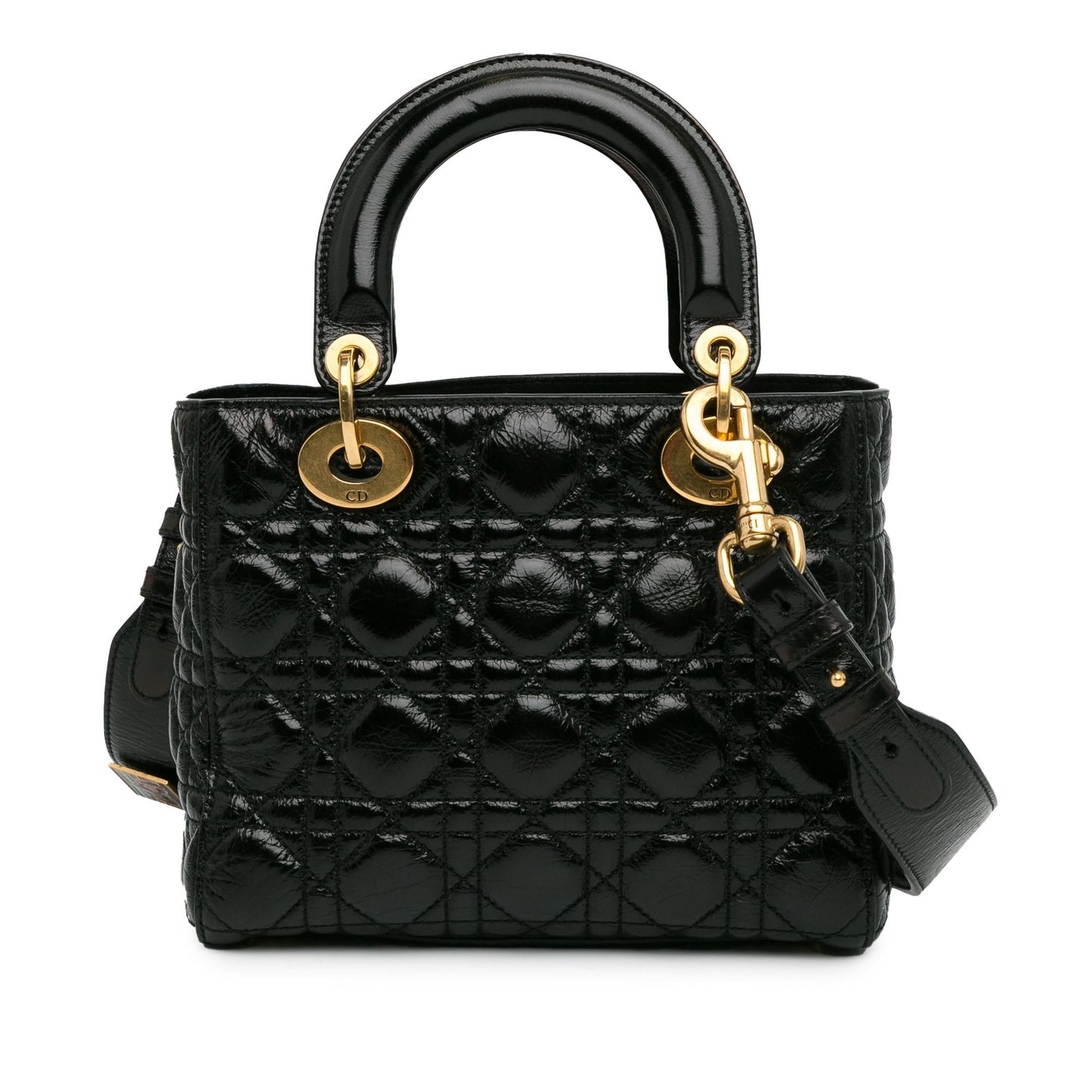 Dior Crinkled Cannage Lucky Badges My Lady Shg Mjdnli Patent Small Satchel Bag