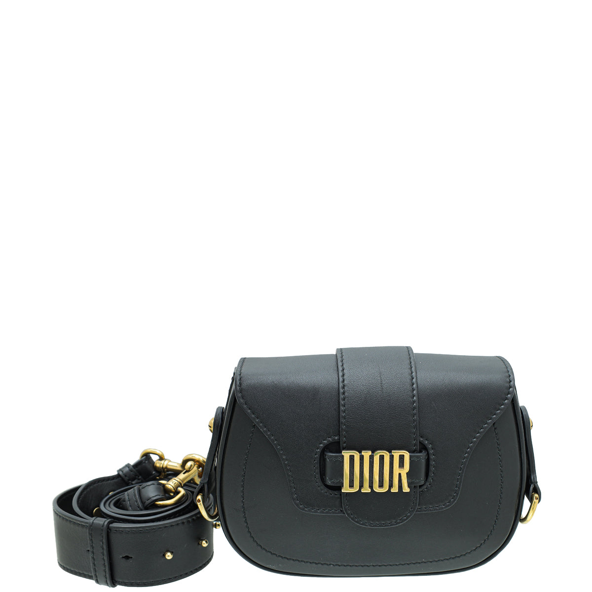 Dior Handbag Christian D Fence Saddle Bag Black Small Shoulder Bag