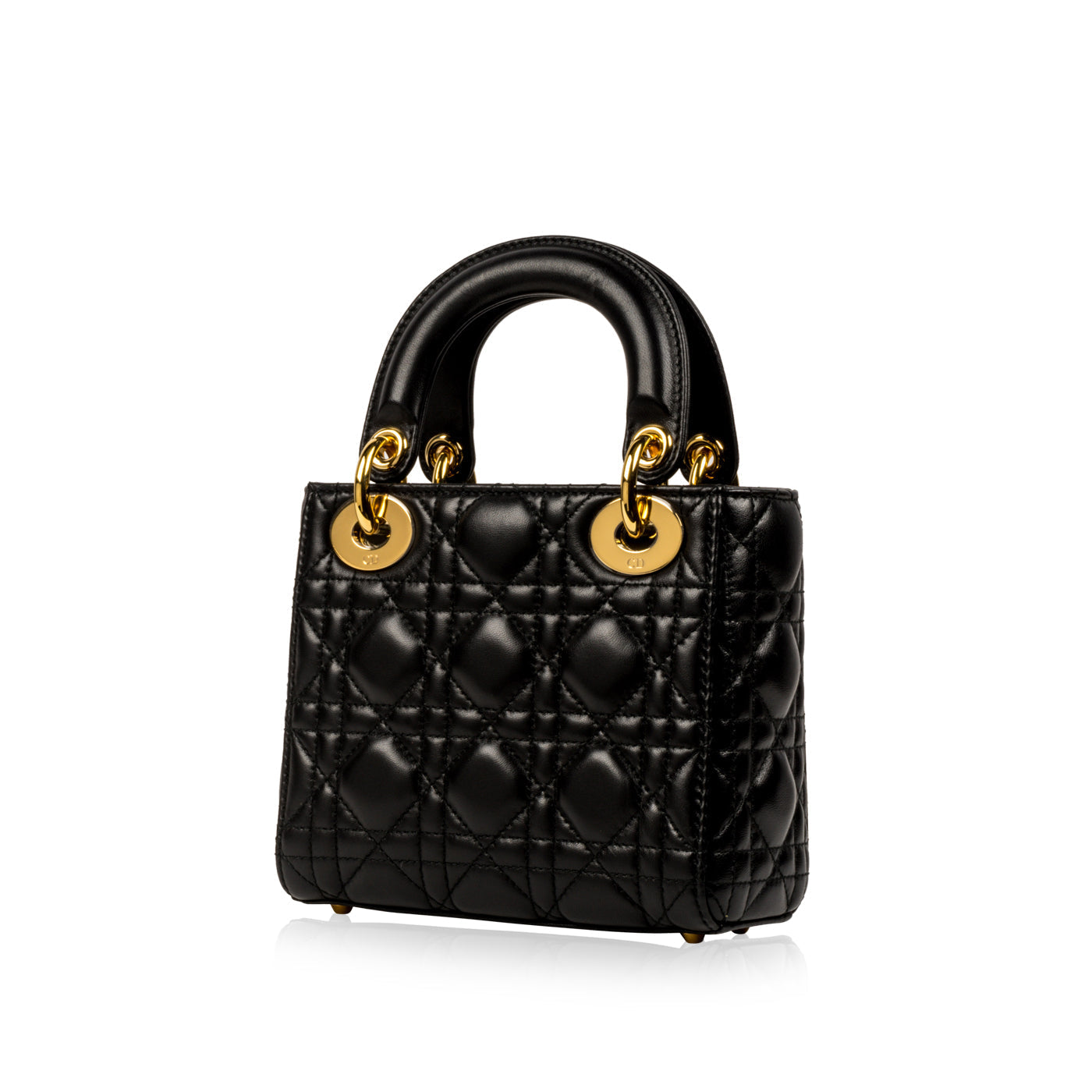 Dior Christian Lady Shoulder Bag Lambskin Black Mini