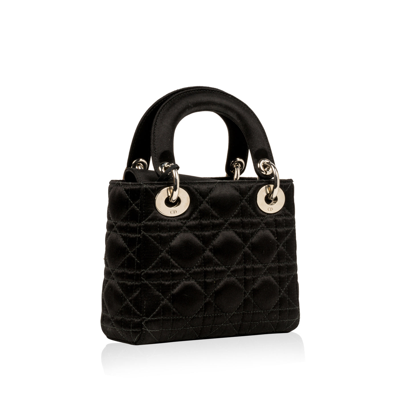 Dior Christian Lady Shoulder Bag Satin Black Mini