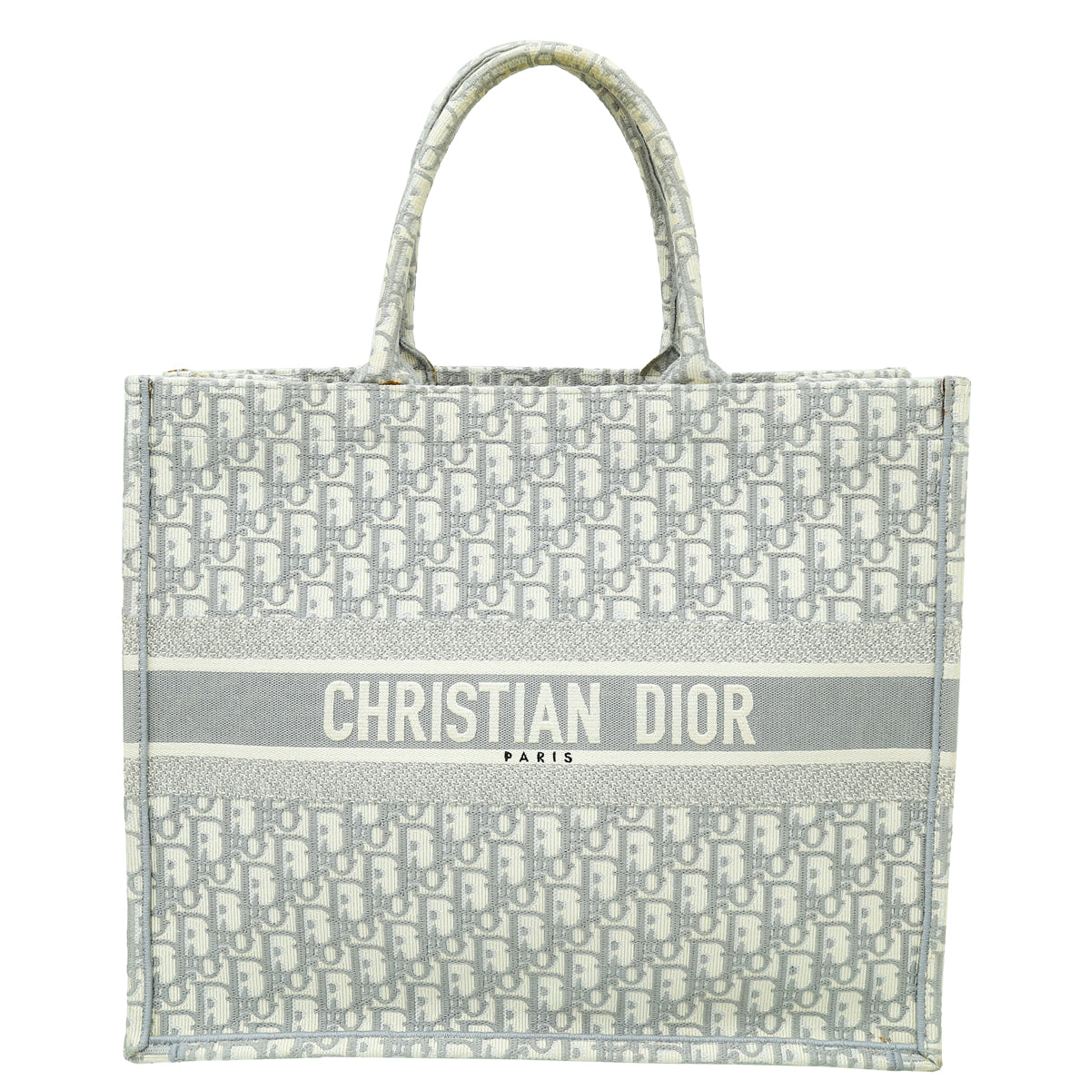 Dior Handbag Christian Grey Oblique Book Tote Bag Gray Large
