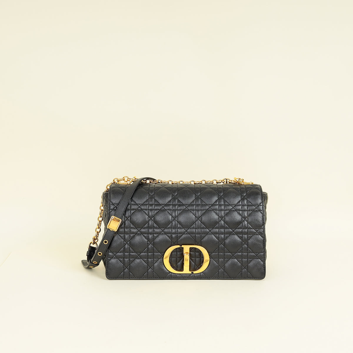 Dior Handbag Christian Supple Cannage Caro Bag 2 Black Large Flap Shoulder Bag
