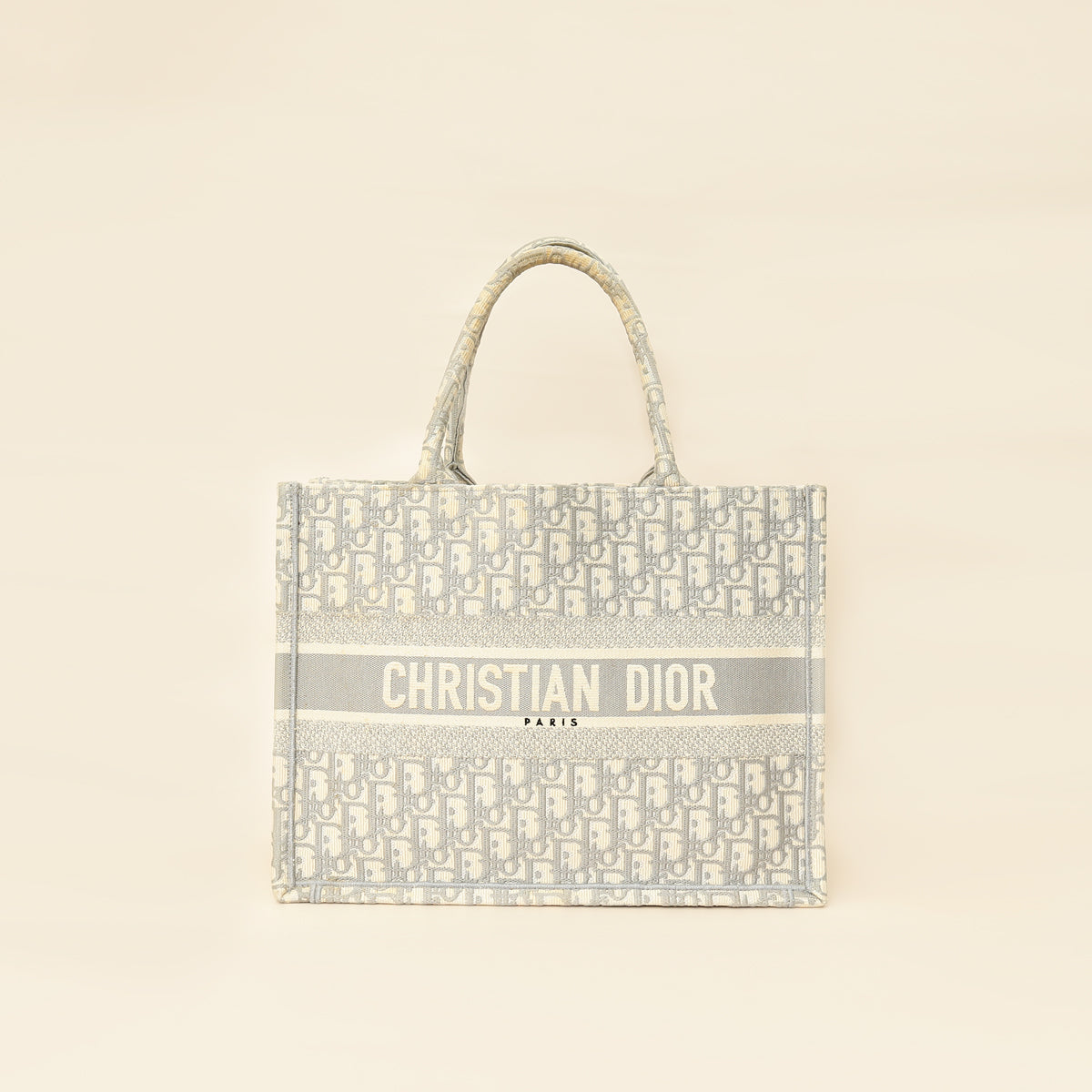 Dior Handbag Christian Grey Oblique Book Tote Bag 3 Gray Medium