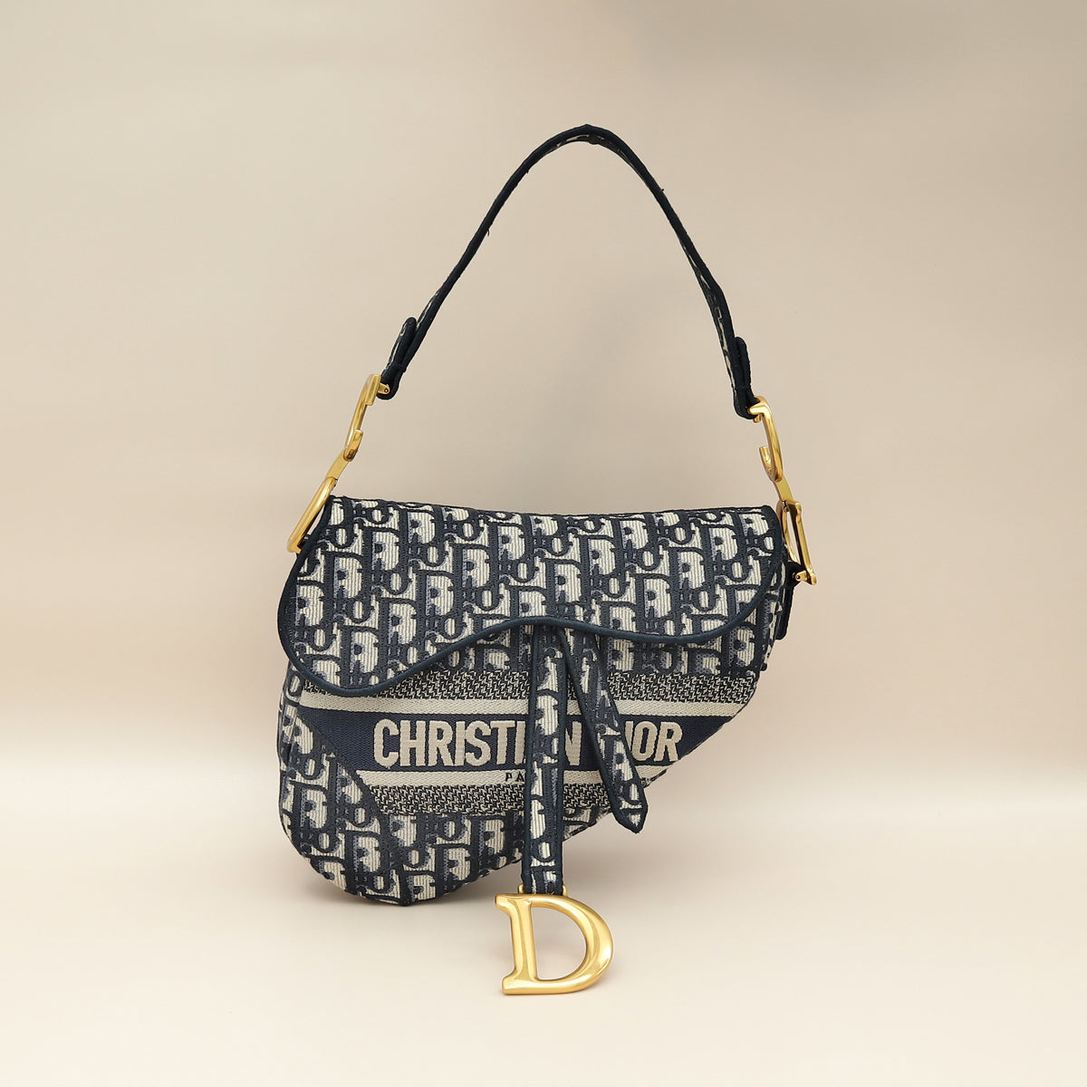 Dior Handbag Christian Oblique Saddle Bag 2 Blue Navy Medium Shoulder Bag