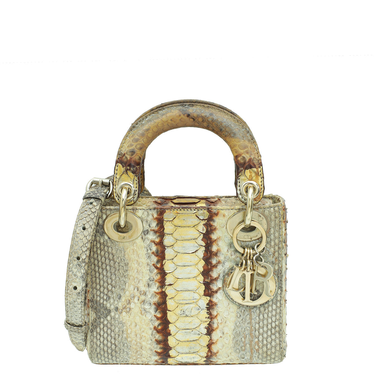 Dior Handbag Christian Bicolor Lady Bag Python Mini Shoulder Bag