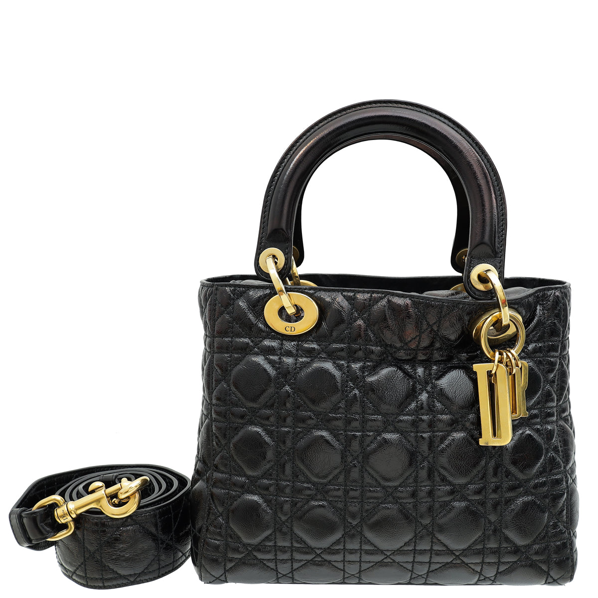 Dior Handbag Christian Lady Souple Bag Black Medium Shoulder Bag
