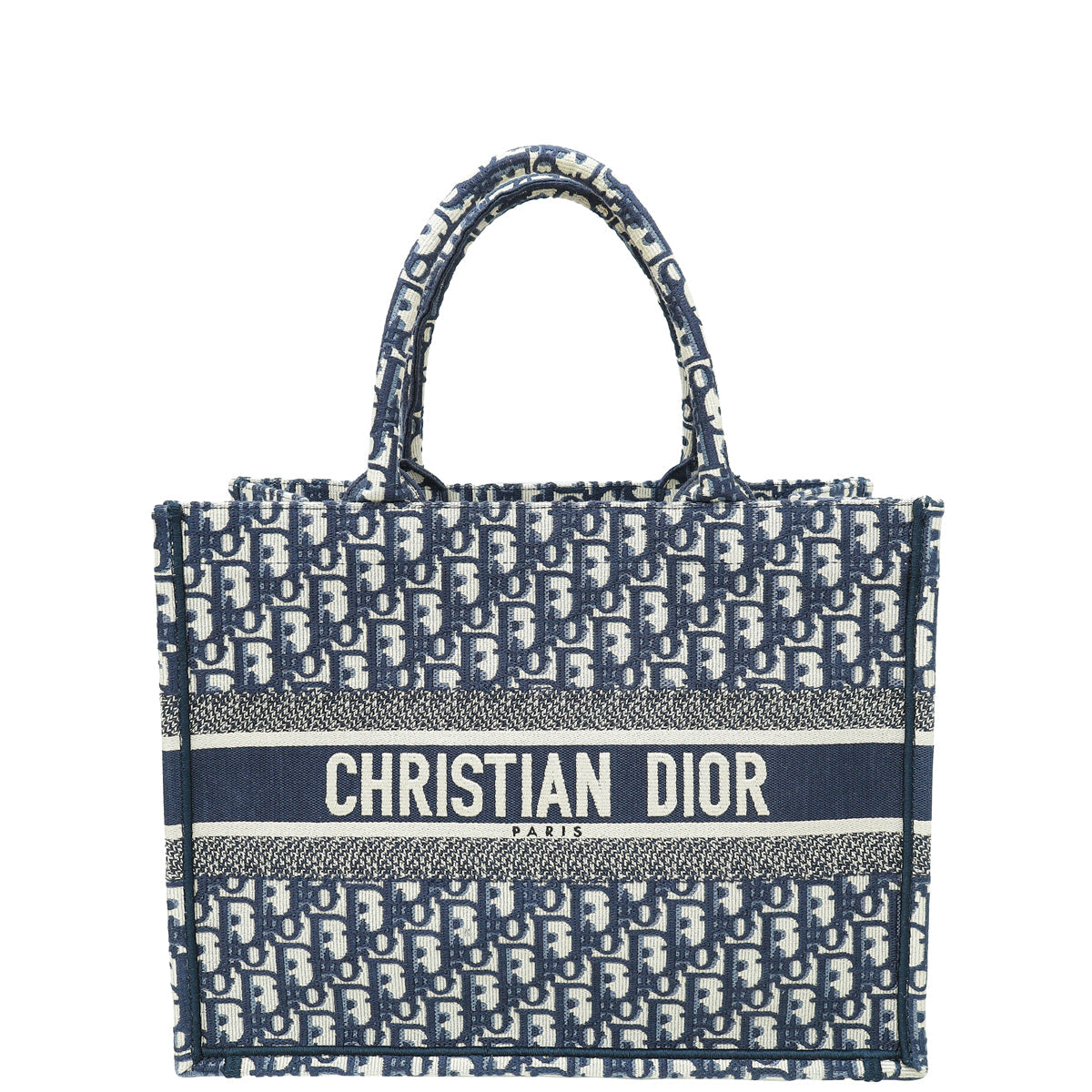 Dior Handbag Christian Oblique Book Tote Bag Blue Navy Medium
