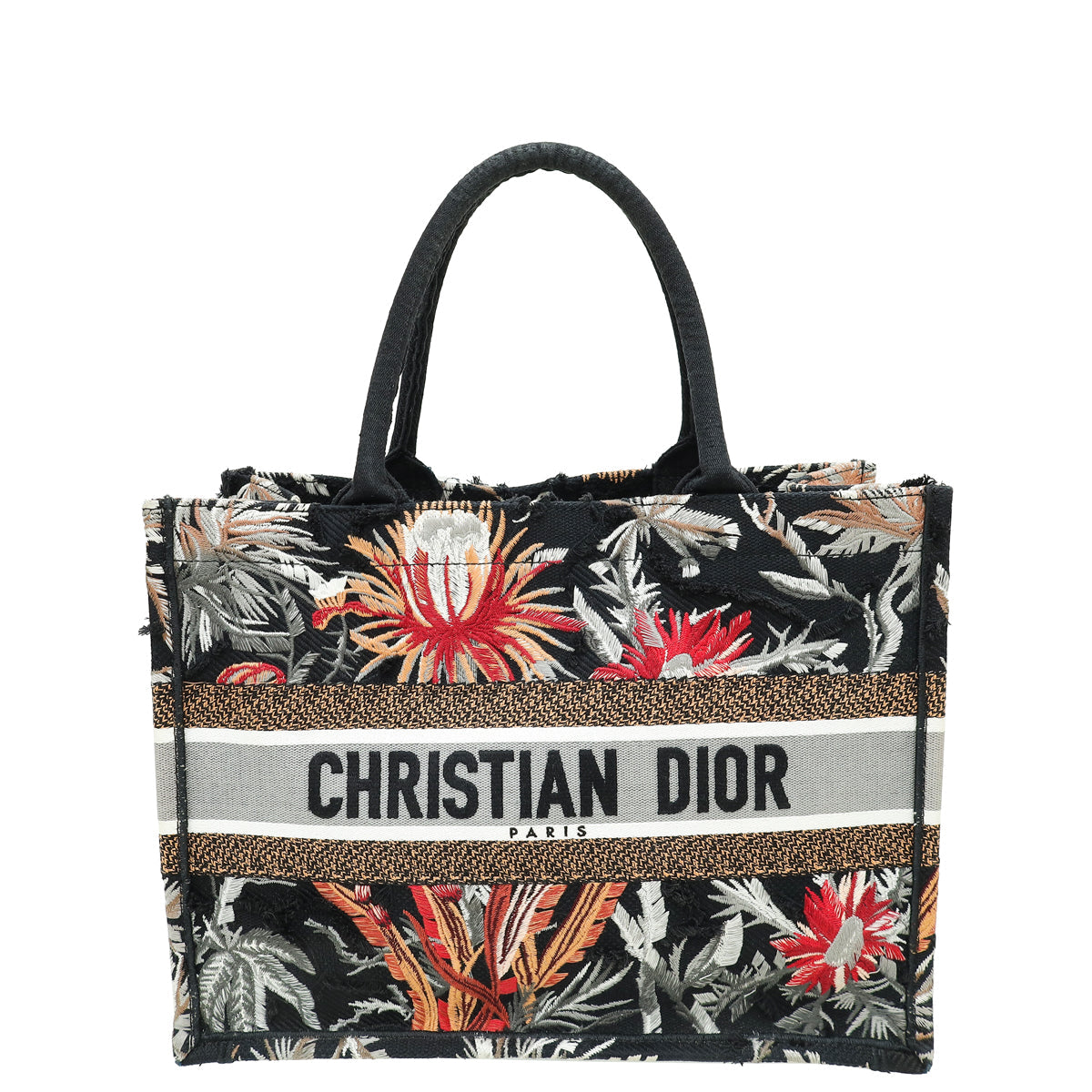 Dior Handbag Christian Camouflage Flowers Book Tote Ba Black Multicolor Medium Tote Bag