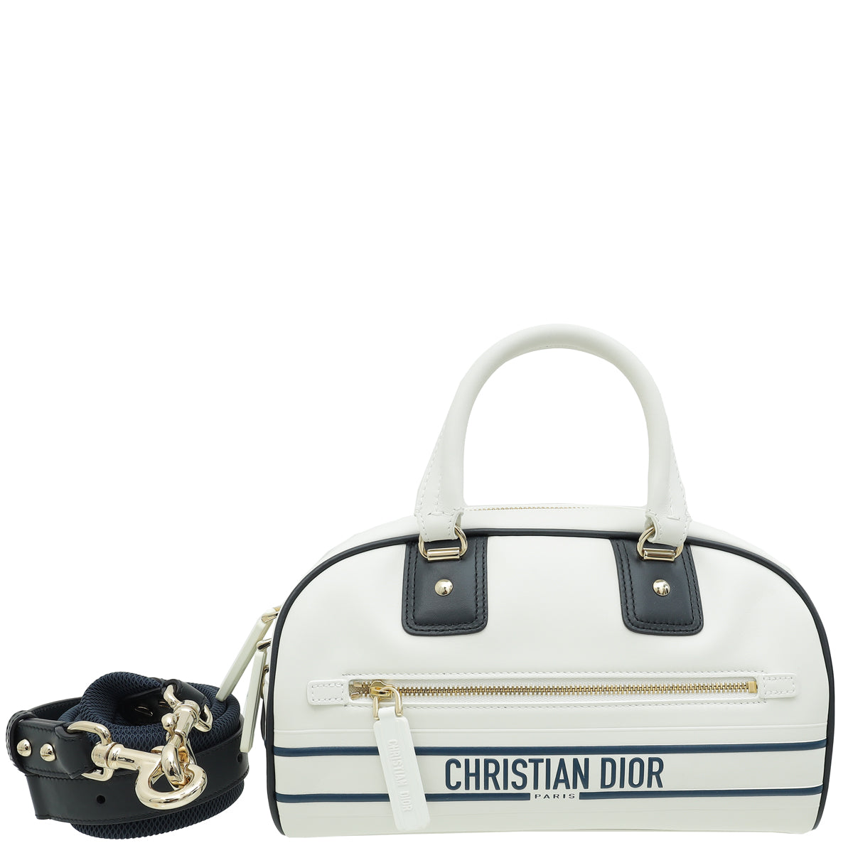 Dior Handbag Christian Bicolor Vibe Bowling Bag 2 Small Zip Shoulder Bag