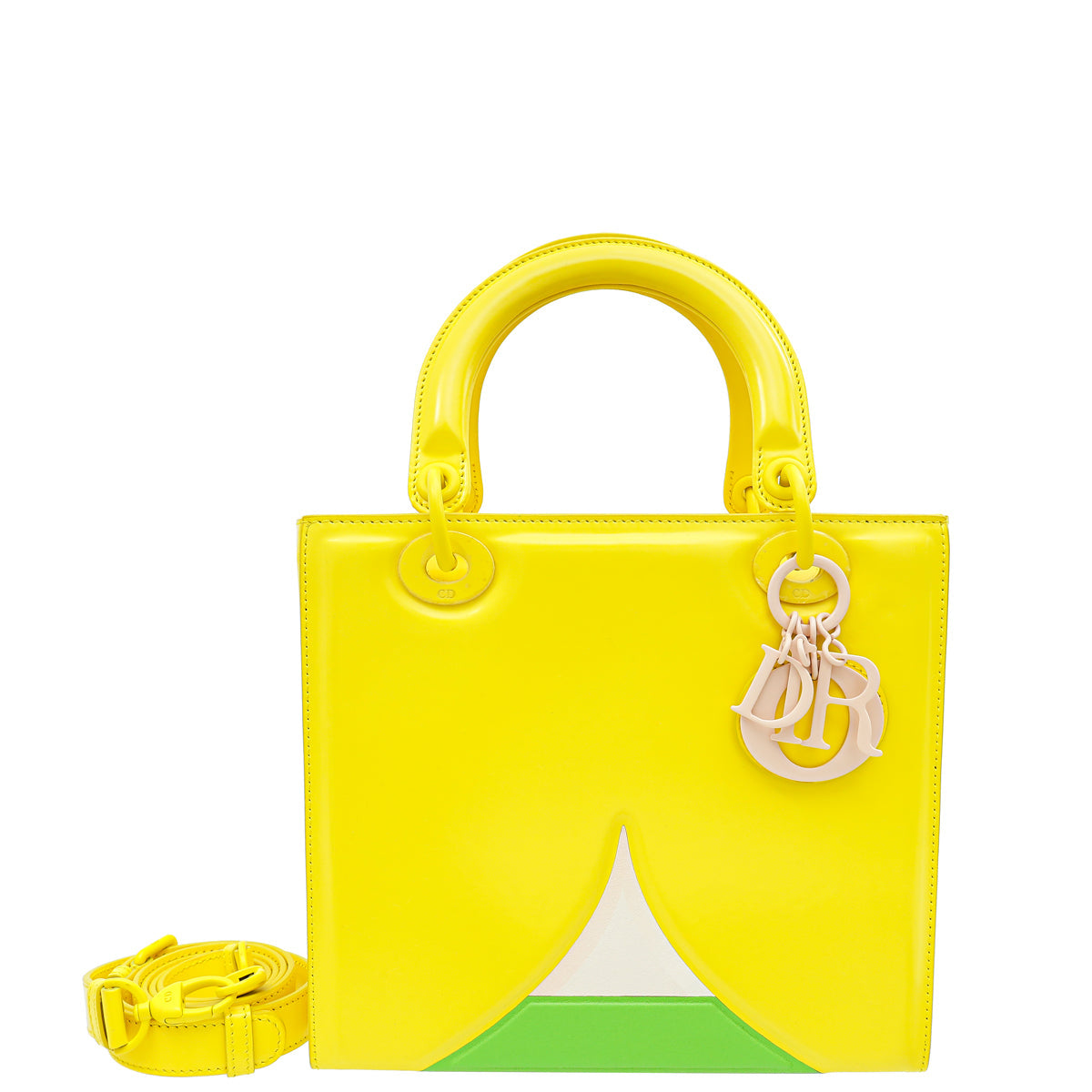 Dior Handbag Christian Art Ltd. Ed. Leonhard Hurzlmeier Lady Yellow Multicolor Medium Shoulder Bag