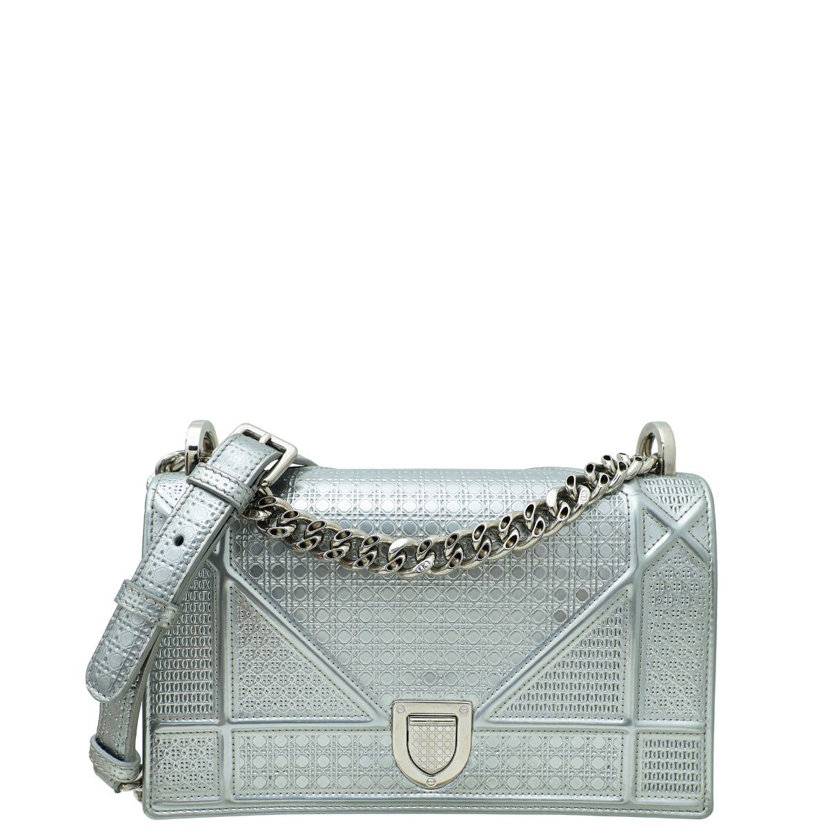 Dior Handbag Christian ama Cannage Shoulder Bag Silver Small Micro