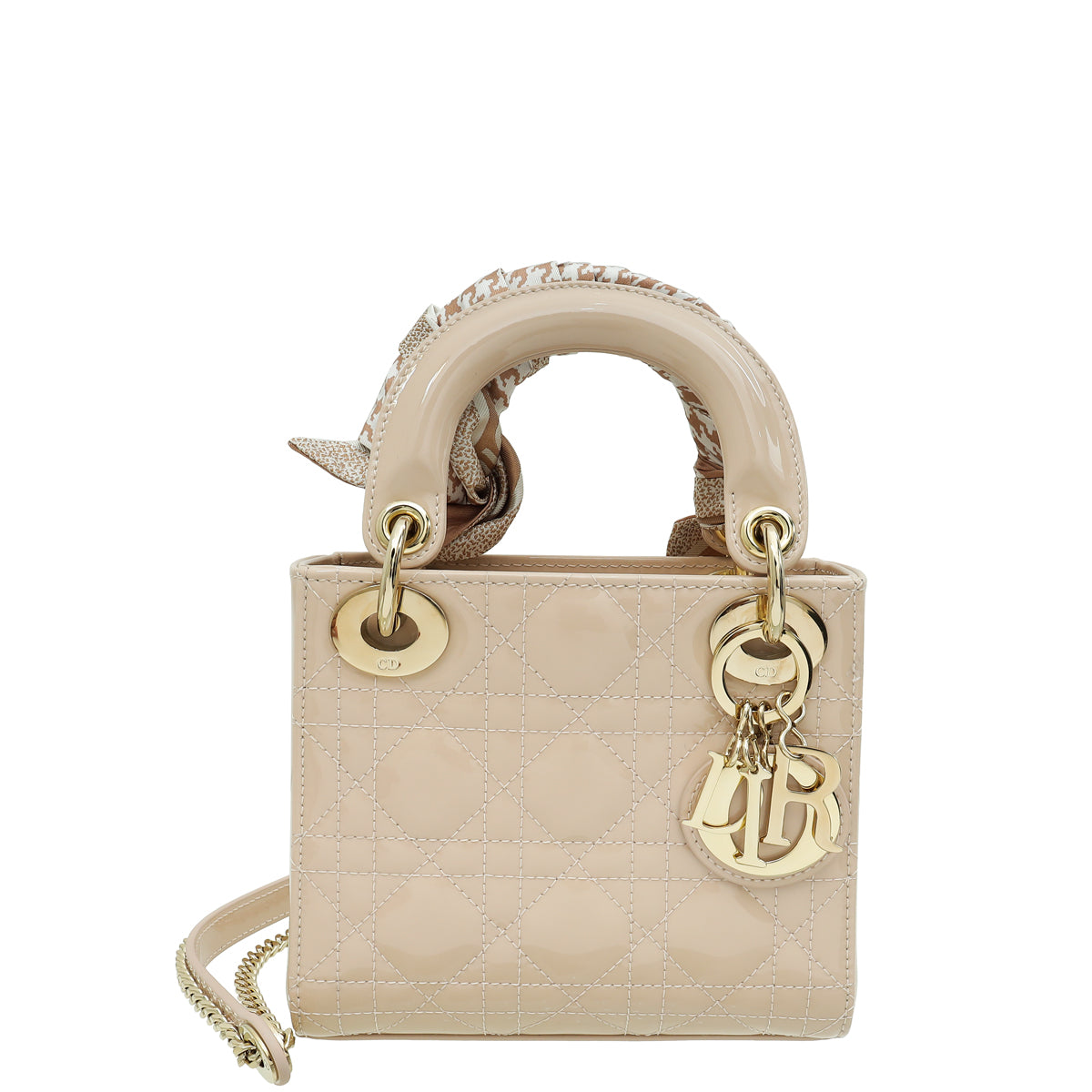Dior Handbag Christian Powder Lady Bag W Twilly Pink Mini Scarf