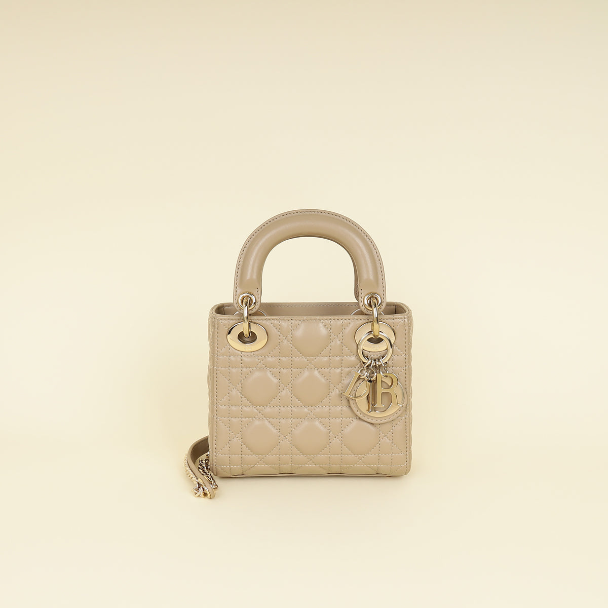 Dior Handbag Christian Lady Bag Beige Mini Chain Shoulder Bag