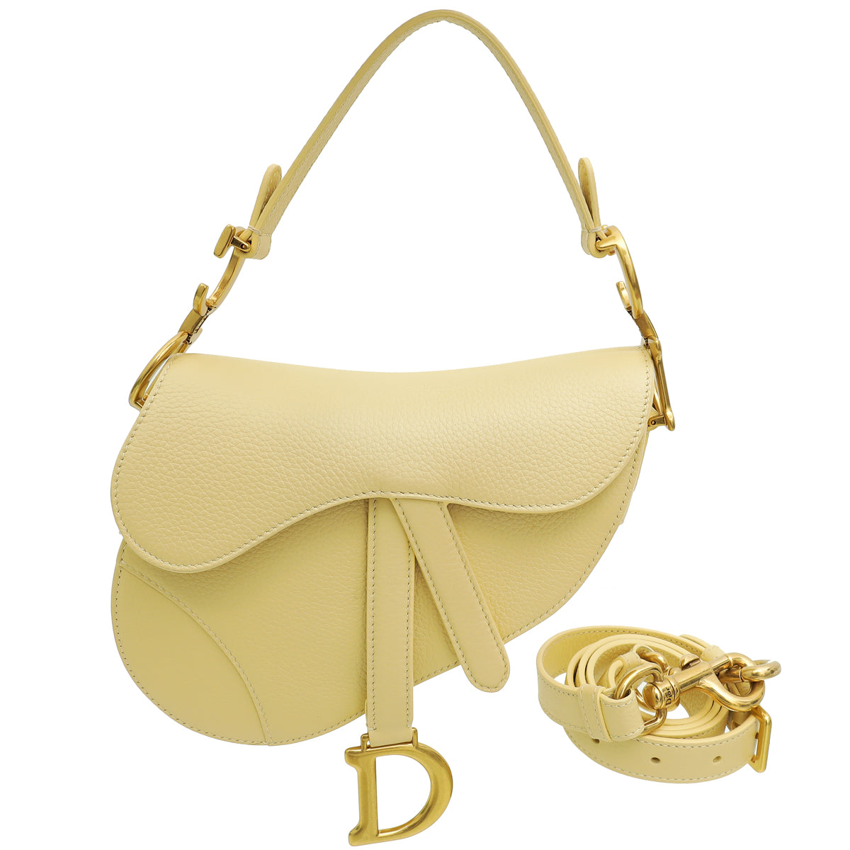 Dior Handbag Christian Saddle Bag w Strap Yellow Mini Shoulder Bag