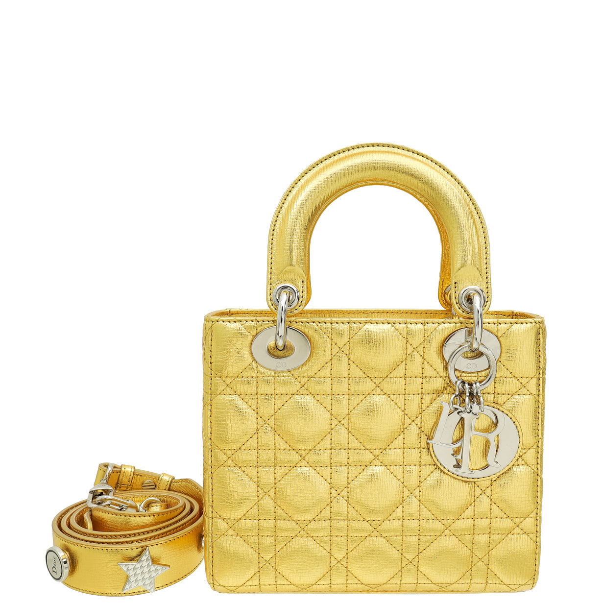 Dior Handbag Christian Metallic My Lady Bag Gold Small Shoulder Bag