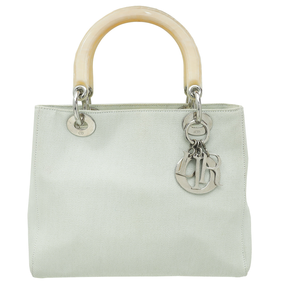 Dior Handbag Christian Light Lady Fabric Bag Green Medium