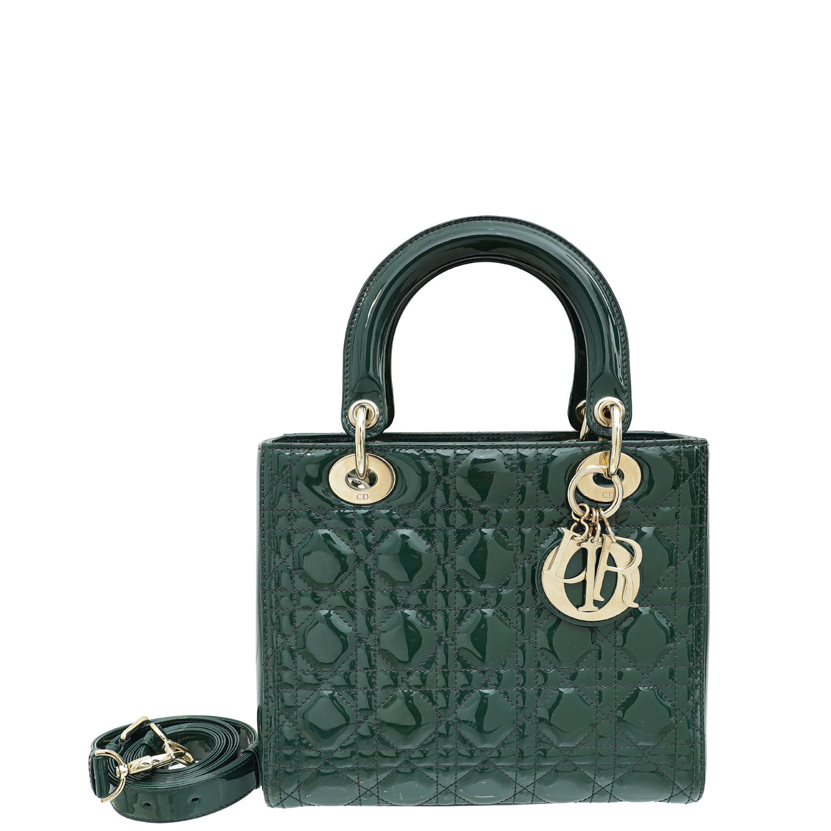 Dior Handbag Christian Pine Lady Bag Green Medium Shoulder Bag