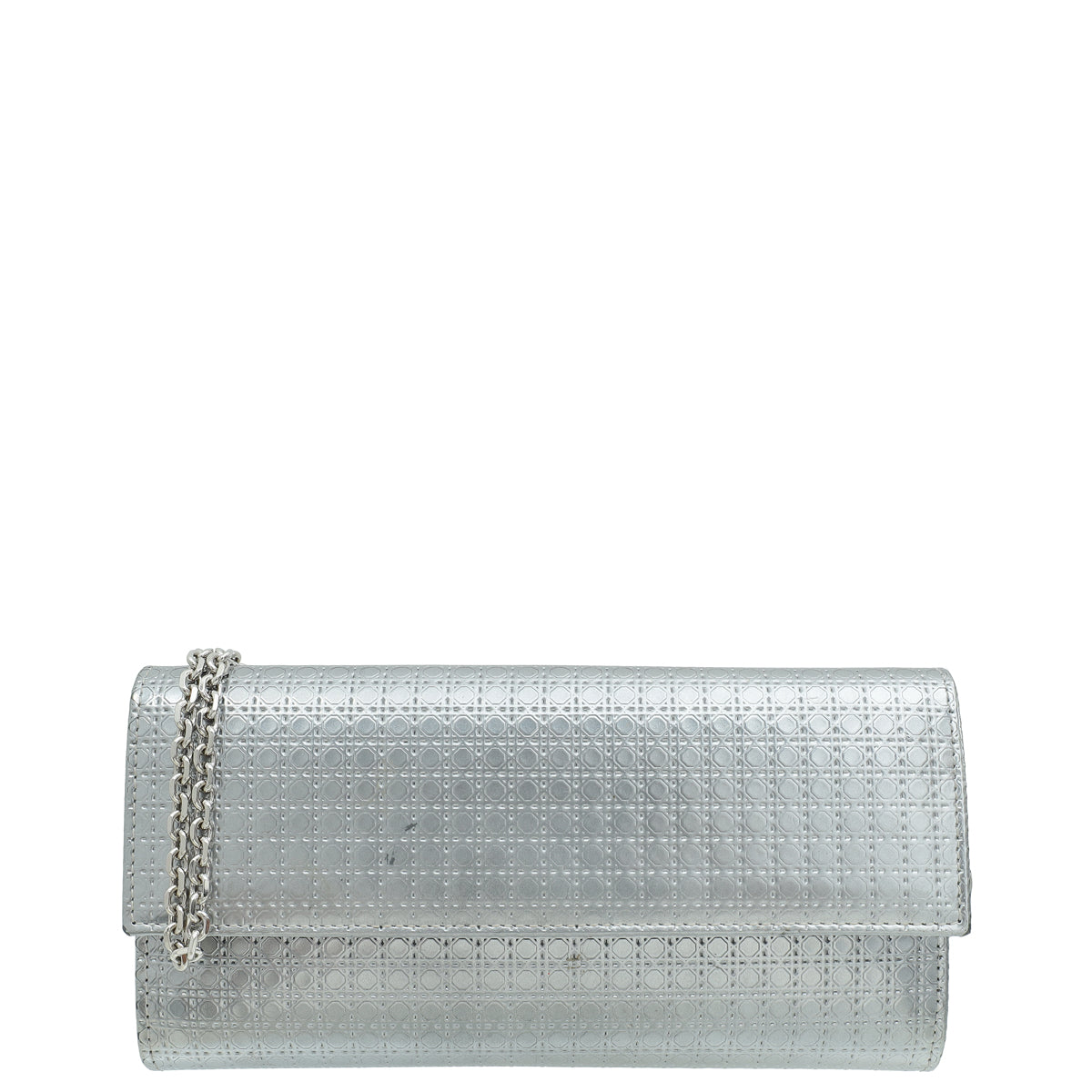 Dior Shoulder Bag Christian Metallic -Cannage Lady Croisiere Wallet Silver Micro Chain