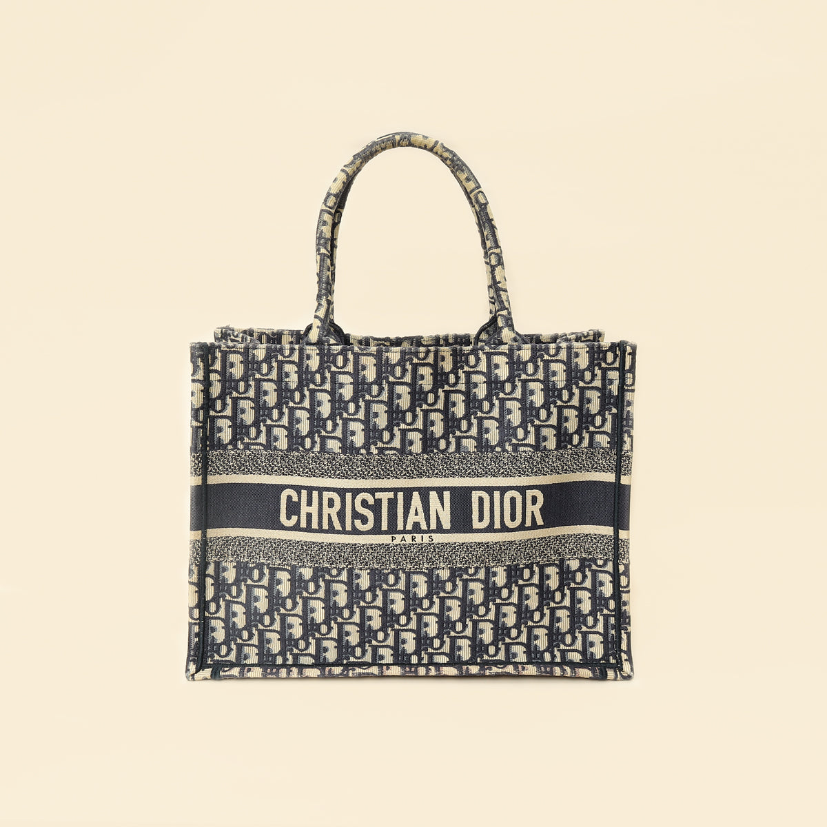 Dior Handbag Christian Oblique Book Tote Bag 5 Blue Navy Medium