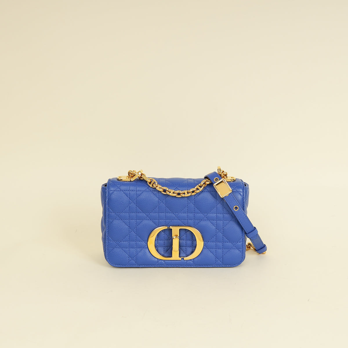 Dior Handbag Christian Royal Caro Cannage Bag Blue Small Flap Shoulder Bag