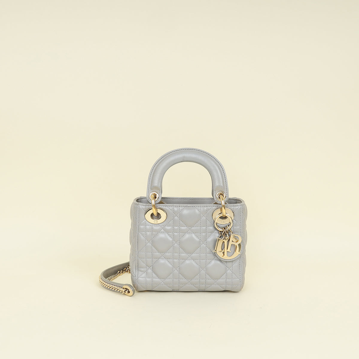 Dior Handbag Christian Grey Lady Bag Gray Mini Chain Shoulder Bag