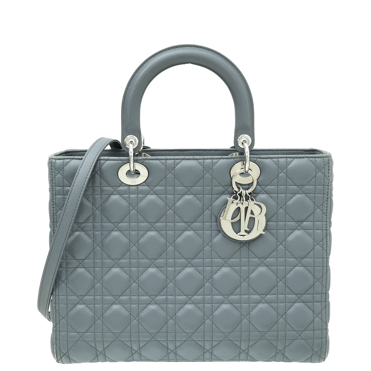 Dior Handbag Christian Dark Lady Bag Gray Large Shoulder Bag