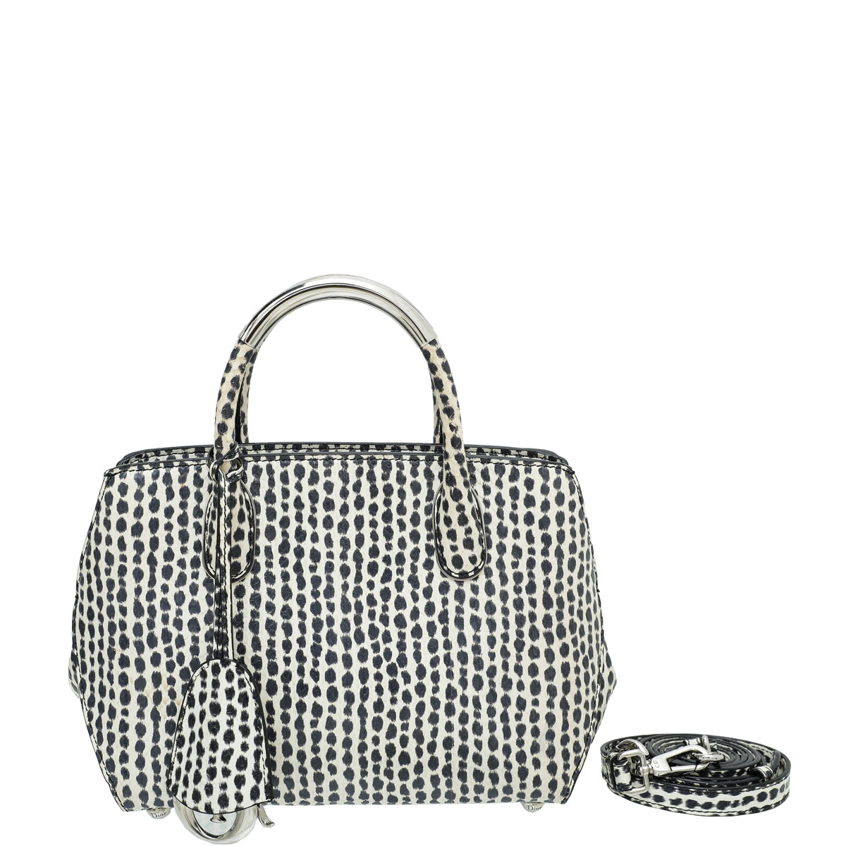 Dior Handbag Christian Bicolor Spotted Ayers Open Bar Bag Shoulder Bag