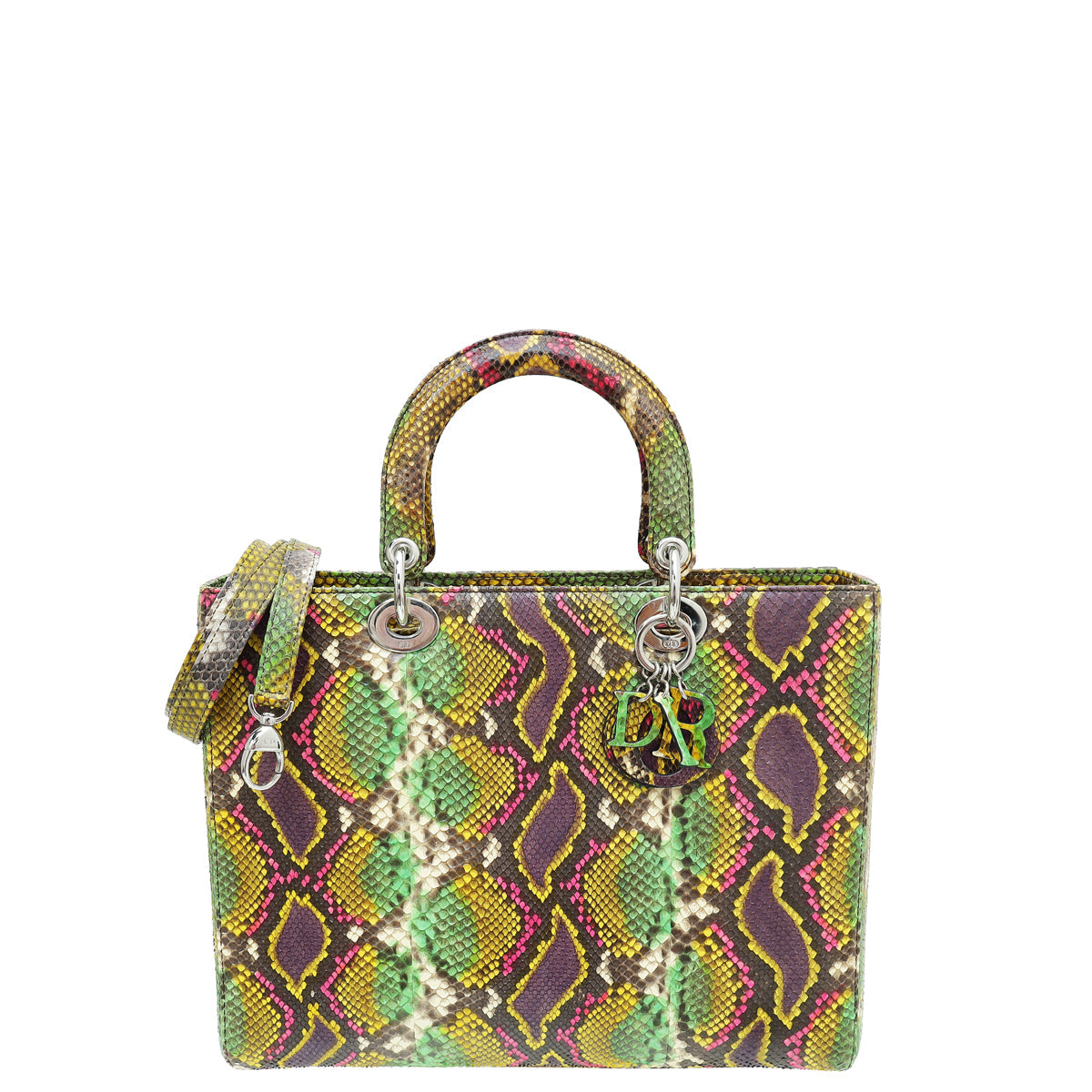 Dior Handbag Christian Lady Ltd. Ed. Defile Ete Bag Python Multicolor Large Shoulder Bag
