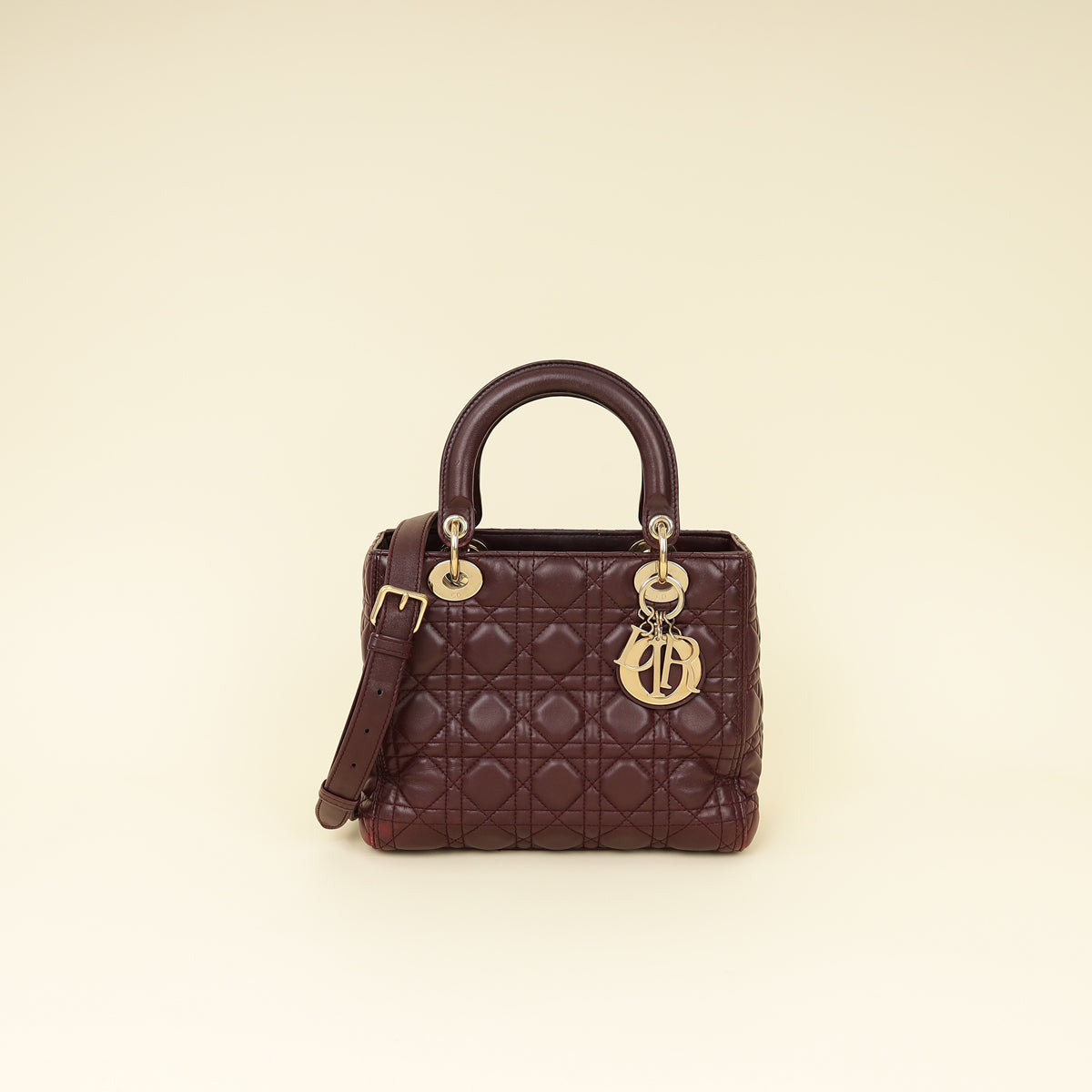 Dior Handbag Christian Burgundy Lady Bag 3 Medium Shoulder Bag