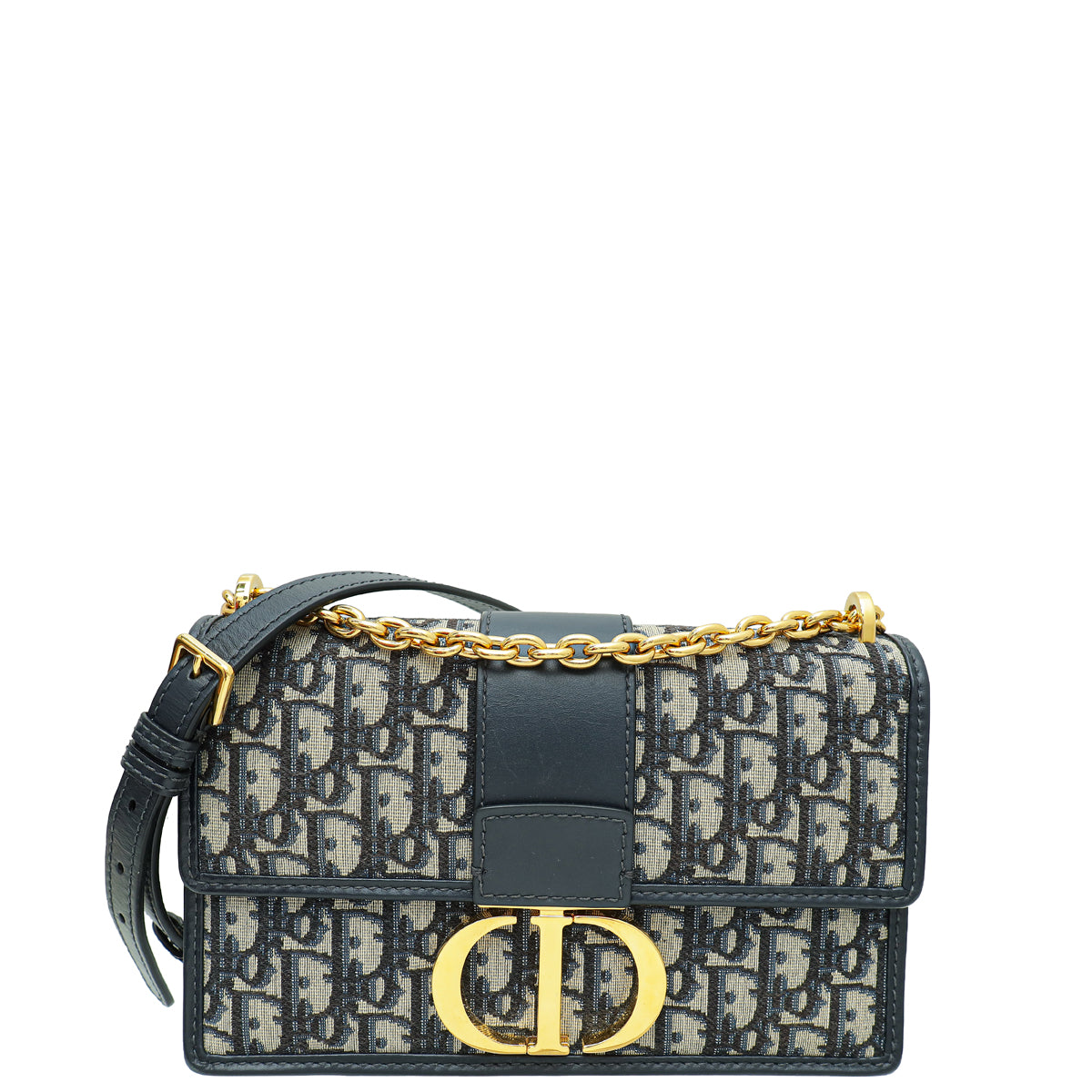 Dior Handbag Christian 30 Montaigne Oblique Bag Blue Navy Chain Shoulder Bag