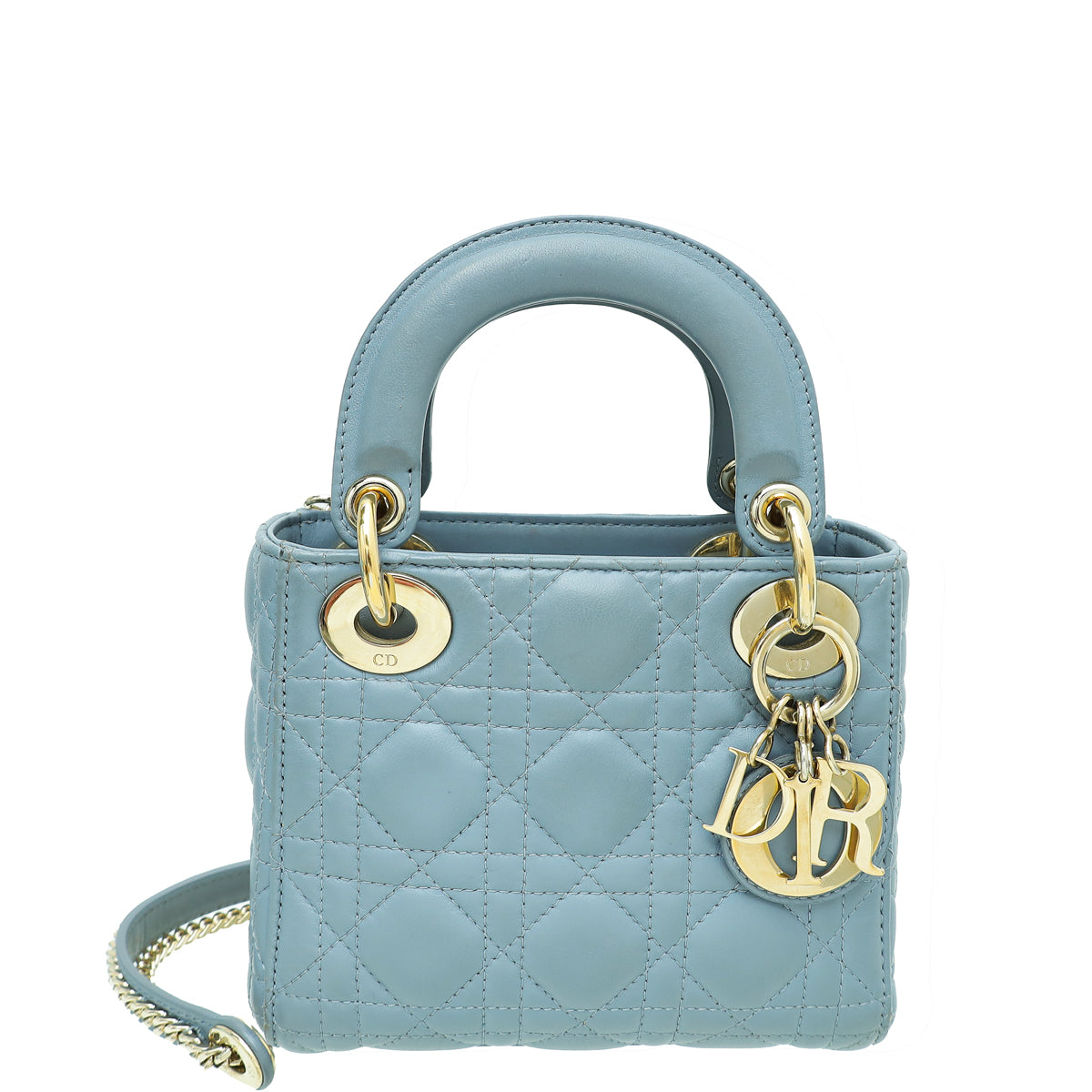 Dior Handbag Christian Coud Lady Bag Blue Mini Chain Shoulder Bag