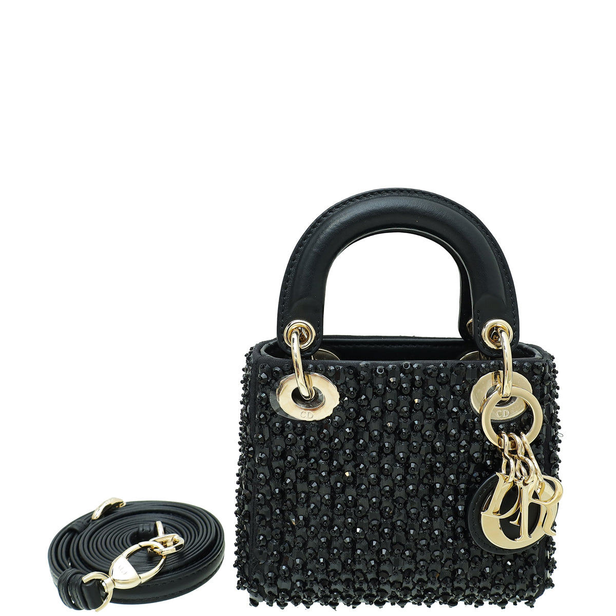 Dior Handbag Christian Lady s, Beads and Strass Bag Black Micro Shoulder Bag