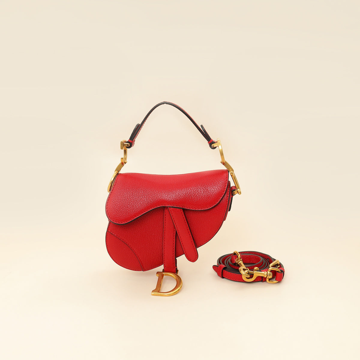 Dior Handbag Christian Saddle Bag Red Micro Shoulder Bag