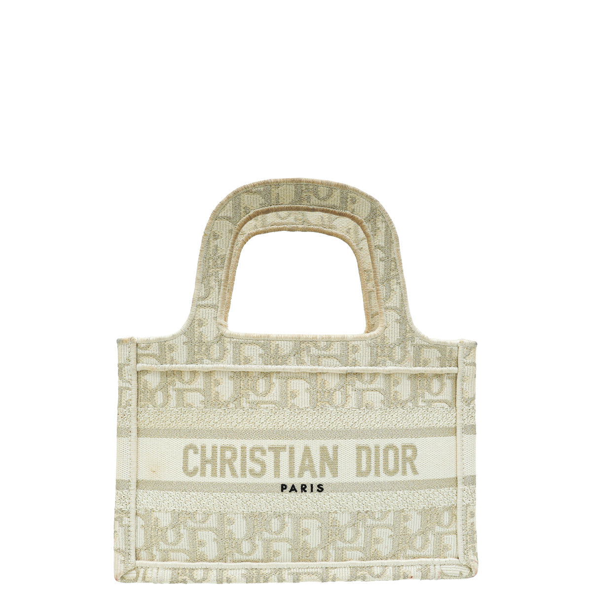 Dior Handbag Christian Bicolor Metallic Oblique Book Tote Bag Mini
