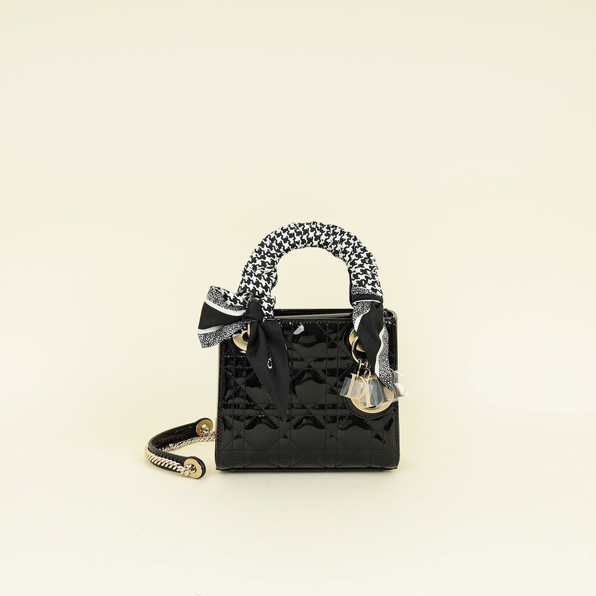 Dior Handbag Christian Lady Bag W Twilly 2 Black Mini Chain Scarf