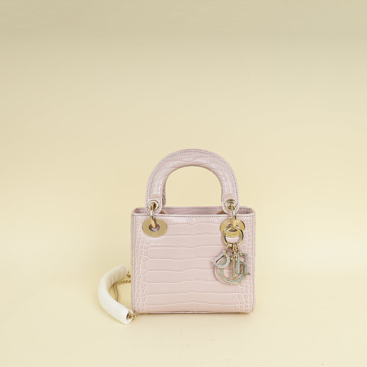 Dior Handbag Christian Lilac Lady Alligator Mississippiensis Crystal Bag Mini Shoulder Bag