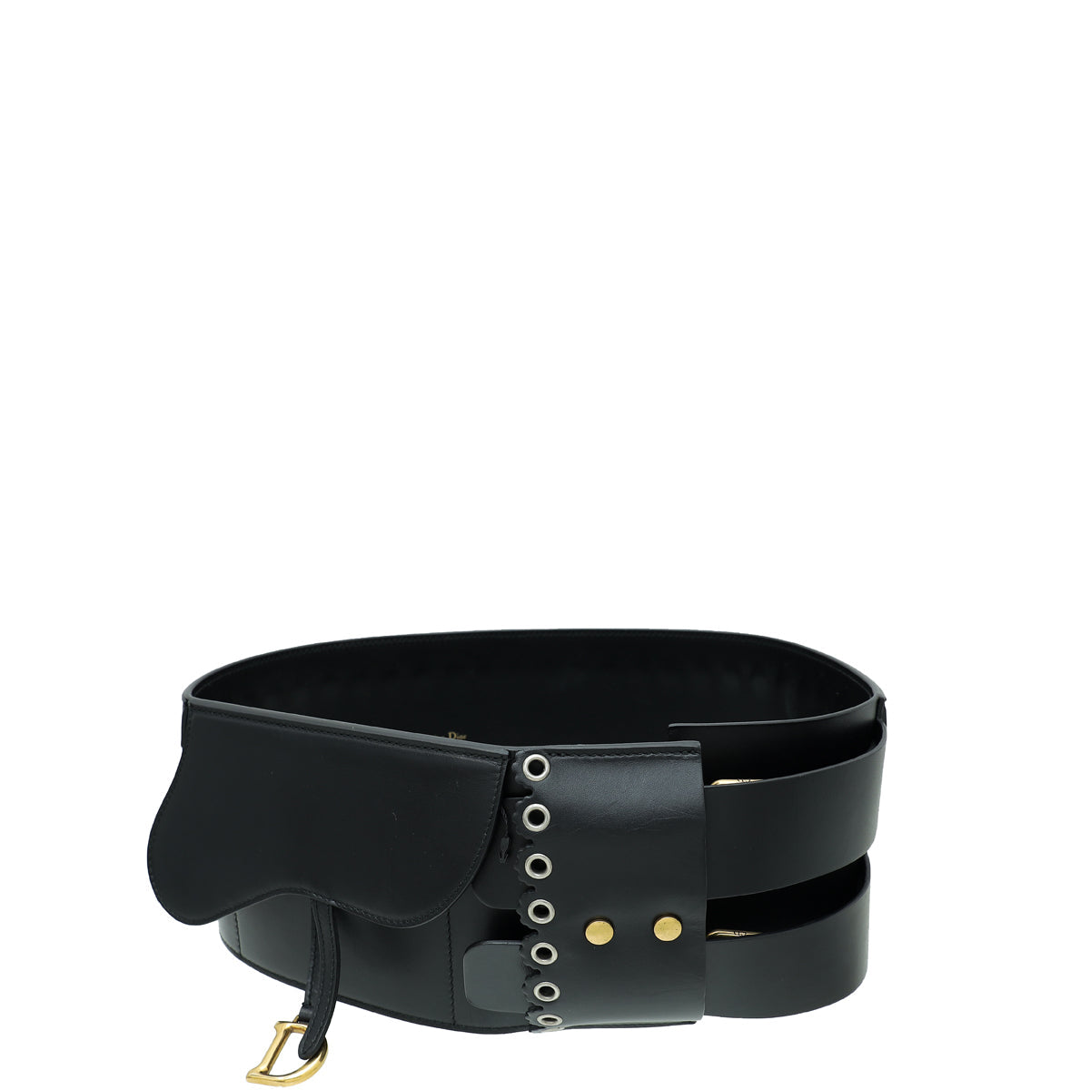 Dior Handbag Christian Saddle Wide Belt Bag Black