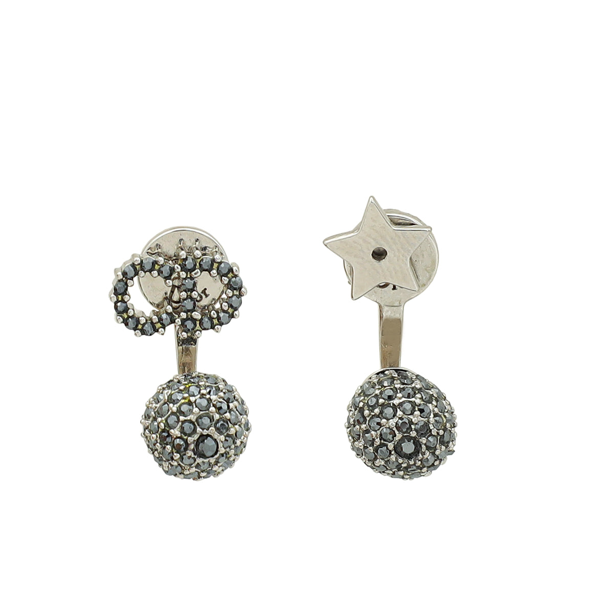 Dior Jewelry Christian Grey Crystal Star CD Earrings Gray