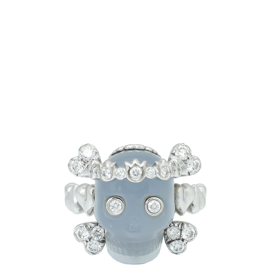 Dior Jewelry Christian 18K Diamond Tete De Mort Skull White Gold