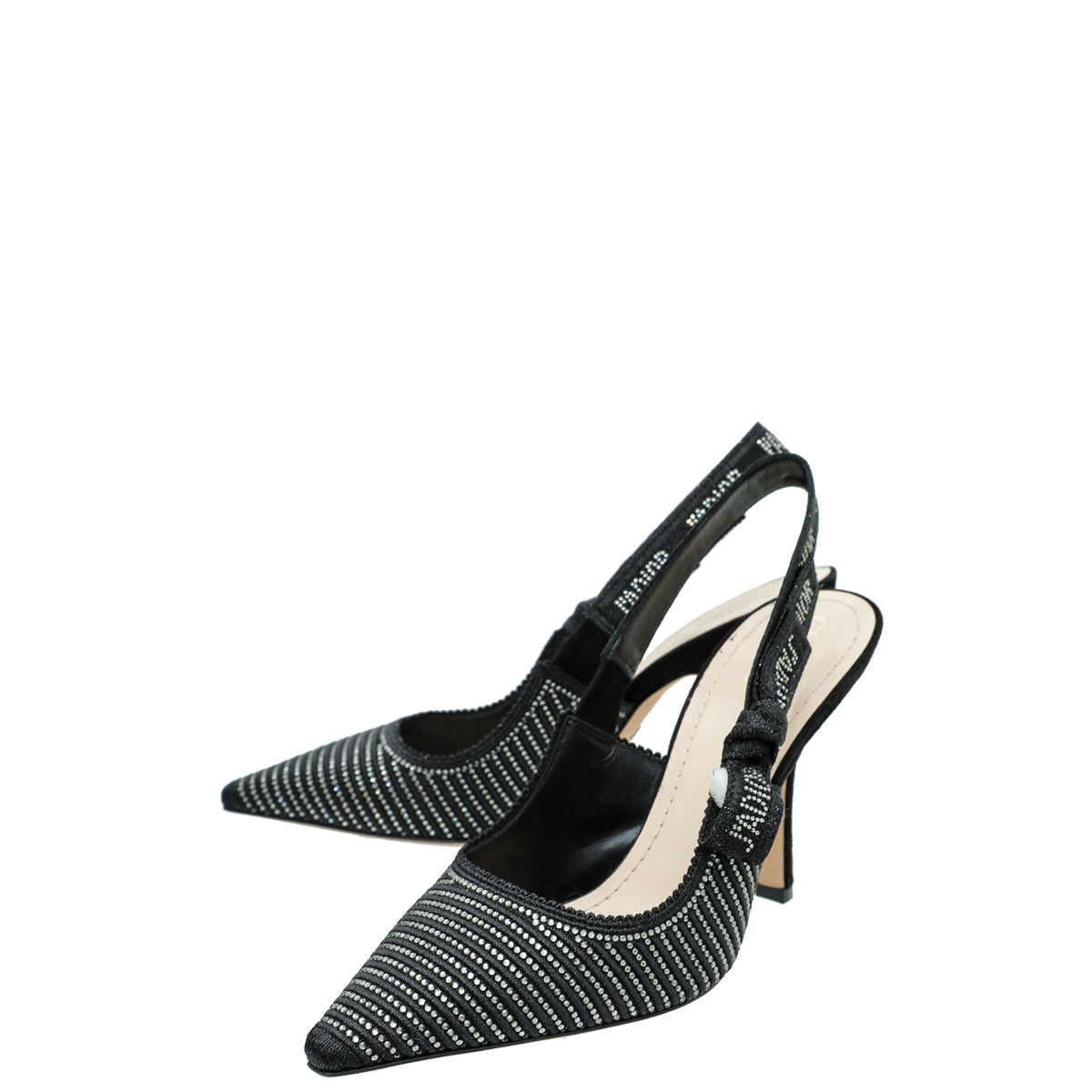 Dior Sling Bag Christian J'a Strass Slingback 38.5 Black Shoes