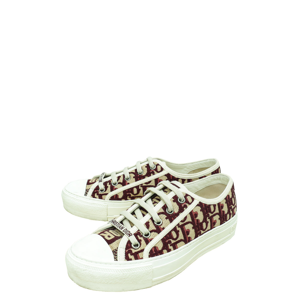 Dior Shoe Christian Burgundy Oblique Walk'N' Low Top Sneakers Shoes