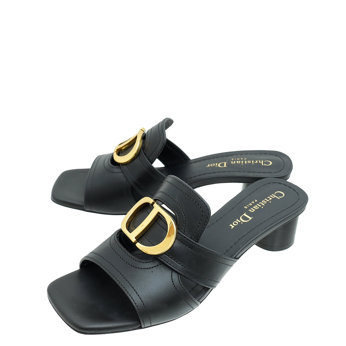 Dior Shoe Christian 30 Montaigne Heeled Sandal 36 Black Shoes