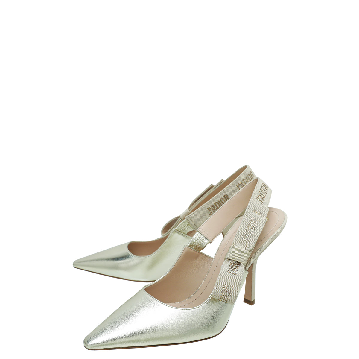 Dior Sling Bag Christian Pale J'a Metallic Slingback Leather Gold Shoes