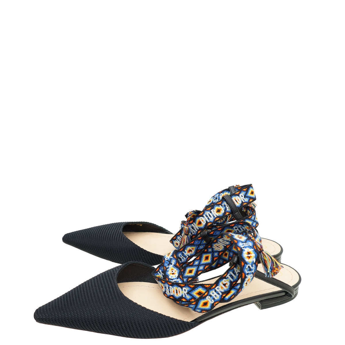 Dior Shoe Christian Technical Fabric J'a IT Flat 37.5 Black Shoes