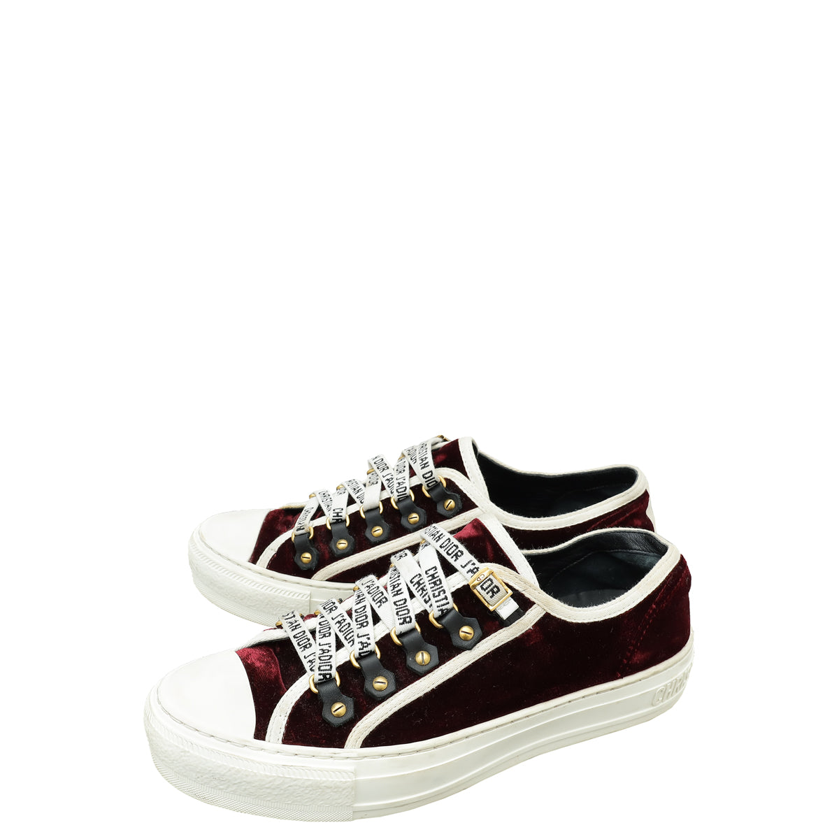 Dior Shoe Christian Burgundy Velvet Walk'n' Low Top Sneaker Shoes Top Sneaker 37