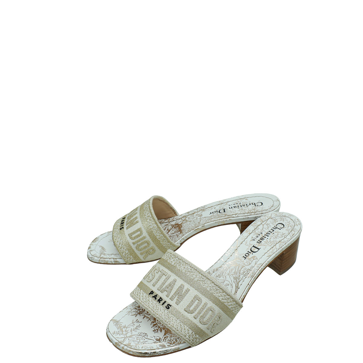 Dior Shoe Christian Bicolor Dway Lurex Jardin d'Hiver Mules Embroidered Shoes